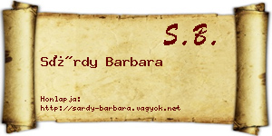 Sárdy Barbara névjegykártya