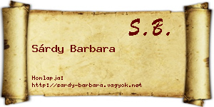Sárdy Barbara névjegykártya